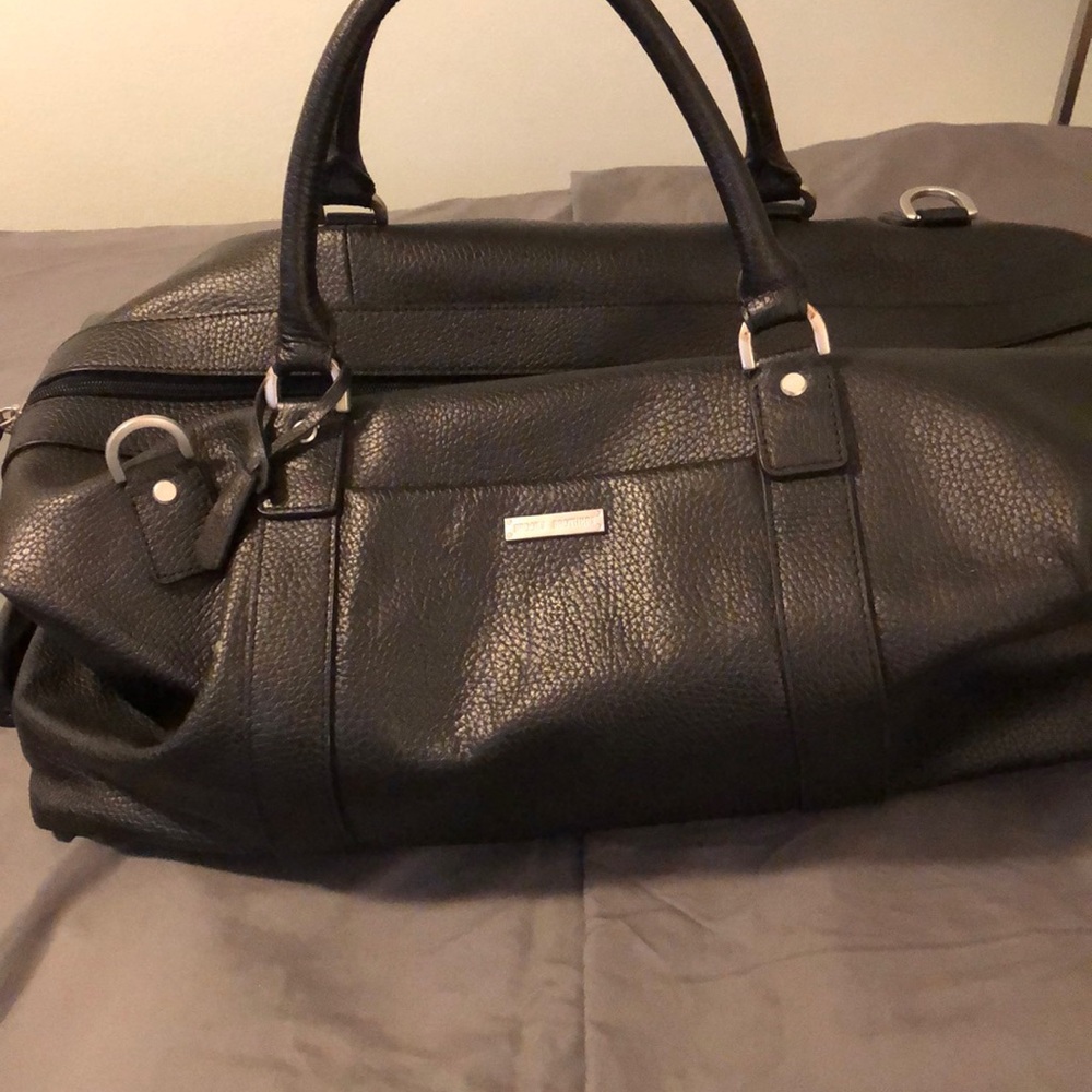 Brooks Brothers leather wheeled weekender duffel